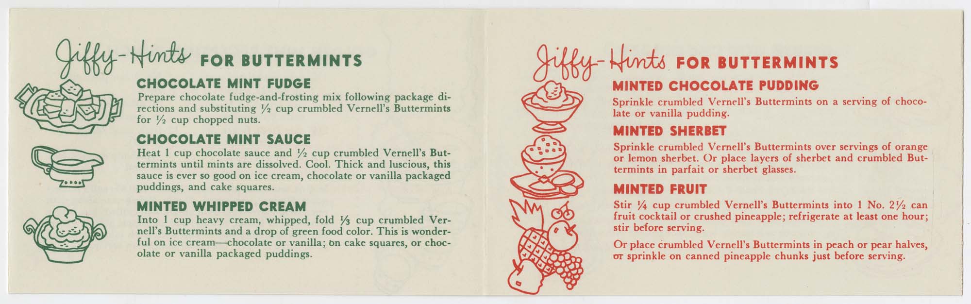 Image of Recipes Using Vernell's Real Buttermint Candy, circa 1951