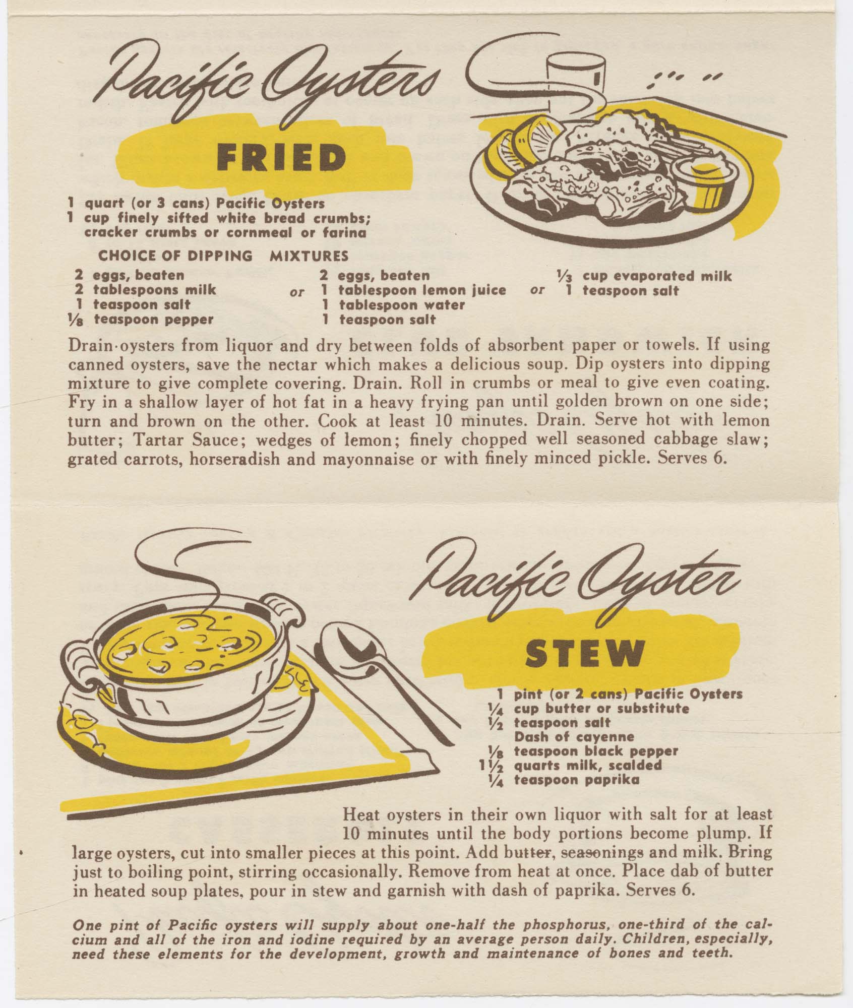Image of 6 Famous Pacific Oyster Recipes, circa 1955