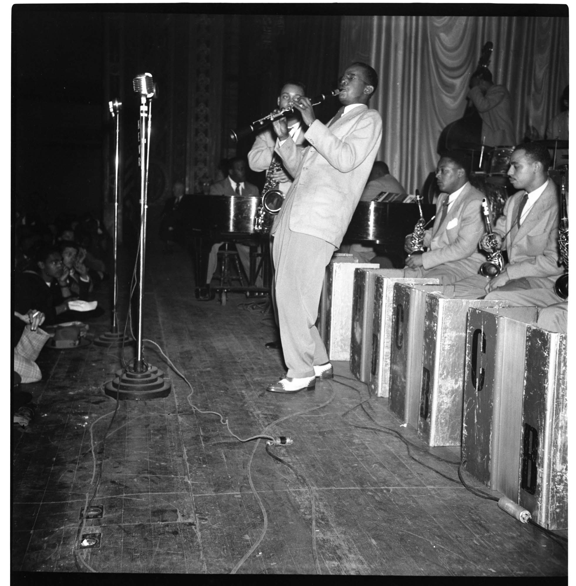 Image of Clarinet player on stage at the Civic Auditorium, Seattle, circa 1946