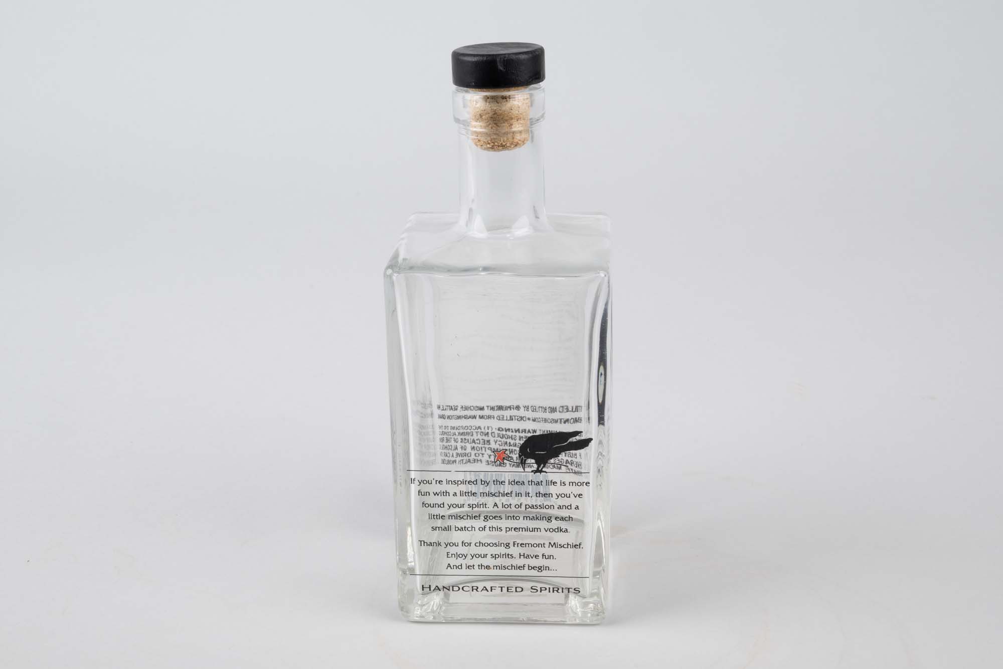 Image of Glass bottle of hand sanitizer from Fremont Mischief Distillery, 2020
