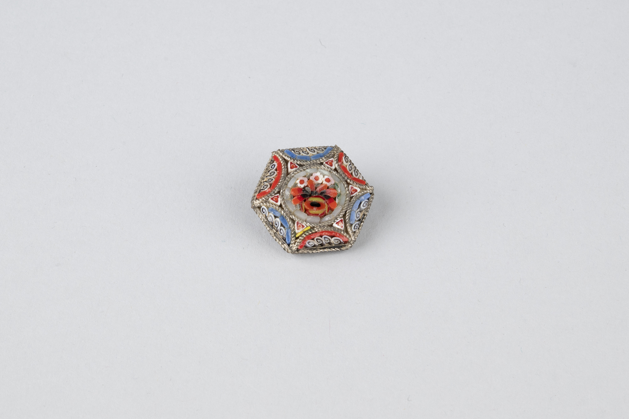 Image of Italian mosaic pin from the Jewels of the World Pavilion, Seattle World's Fair, 1962