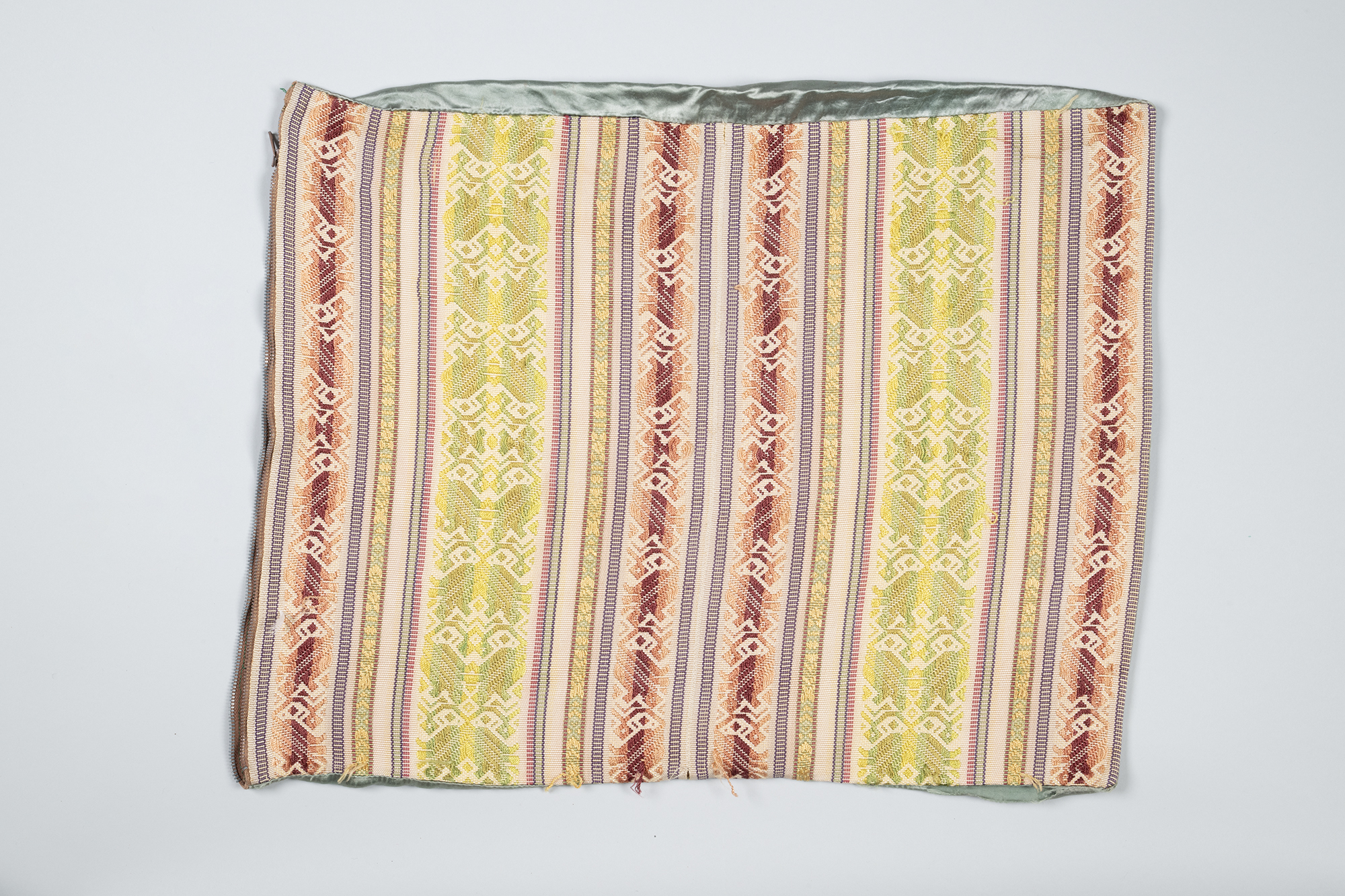 Image of Hammer and sickle cushion with handwoven cover from Lithuania, ca. 1961
