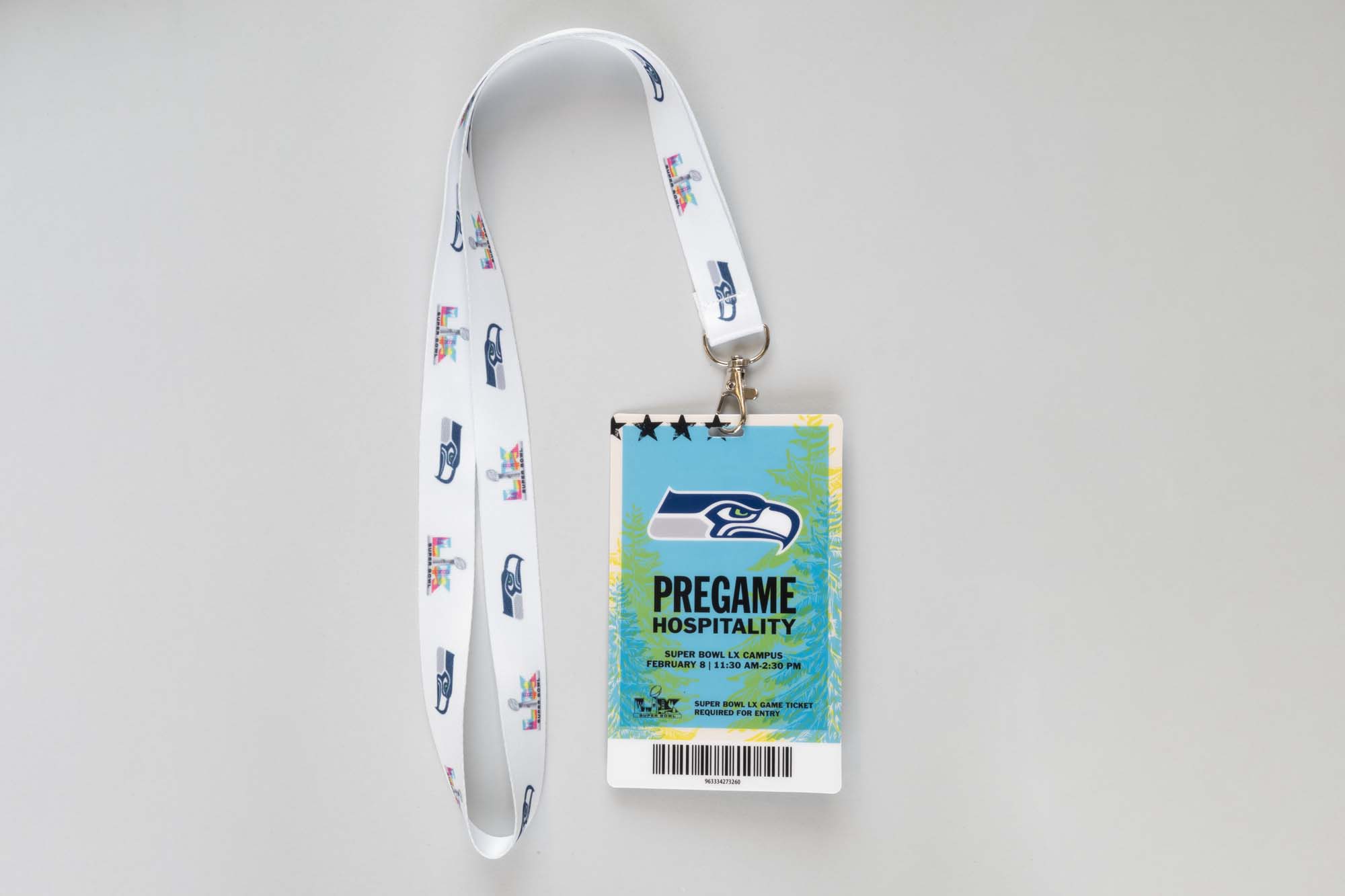 Image of Super Bowl LX Pregame Hospitality pass for member of the Seattle Seahawks Ring of Honor club, 2026