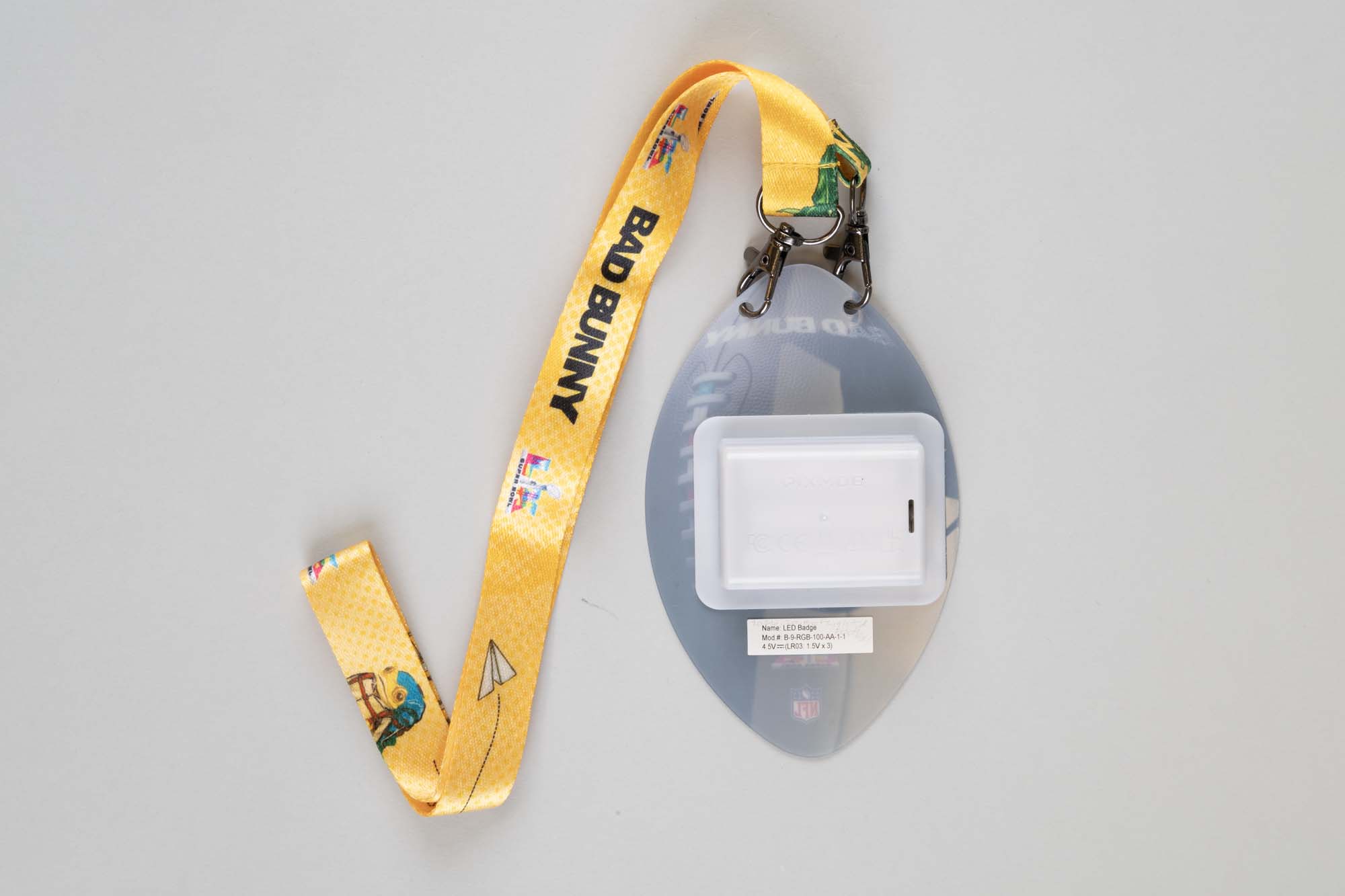 Image of Lighted football on lanyard from Super Bowl LX, 2026