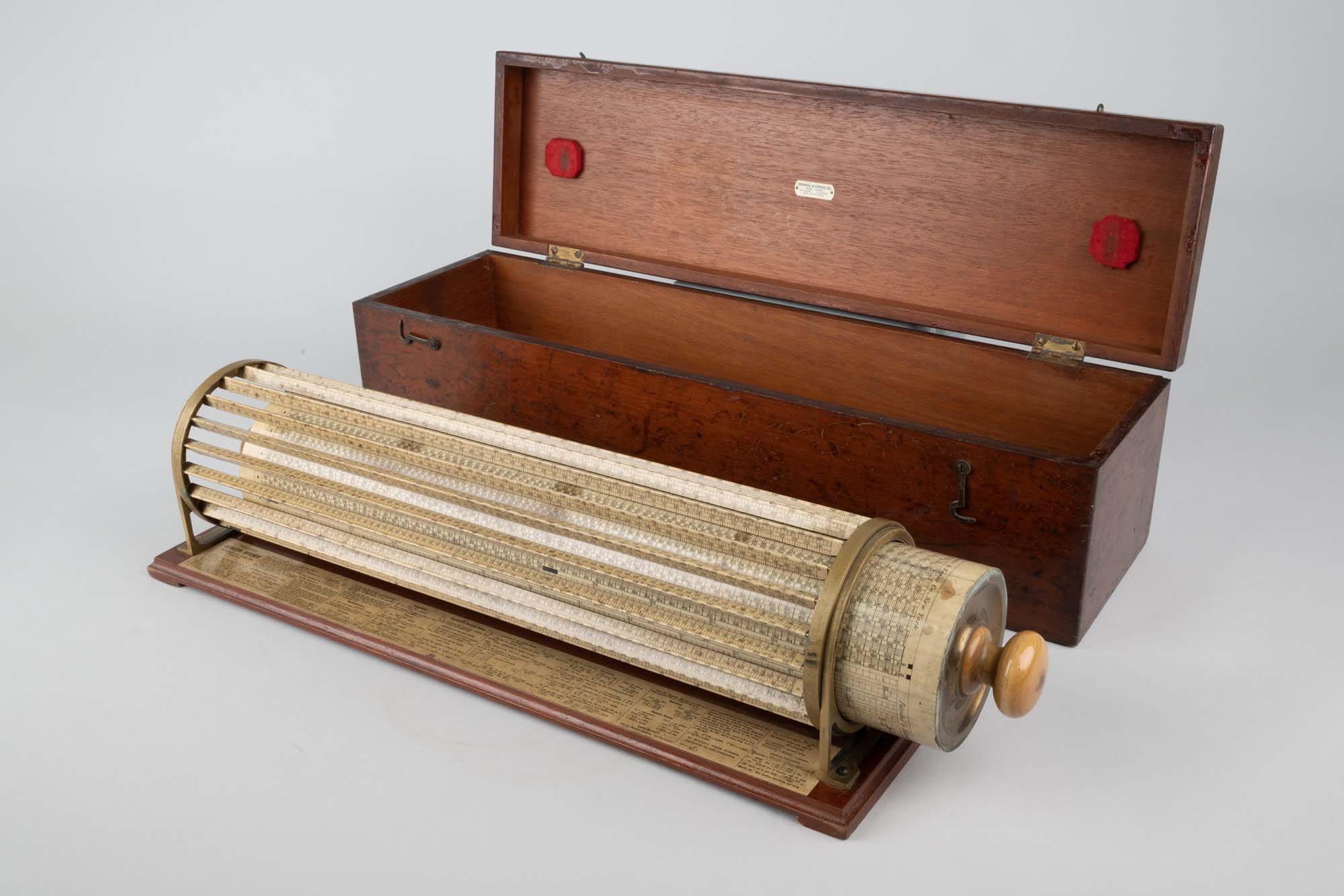 Image of Thacher's calculating instrument (cylindrical slide rule) by Keuffel & Esser, 1881