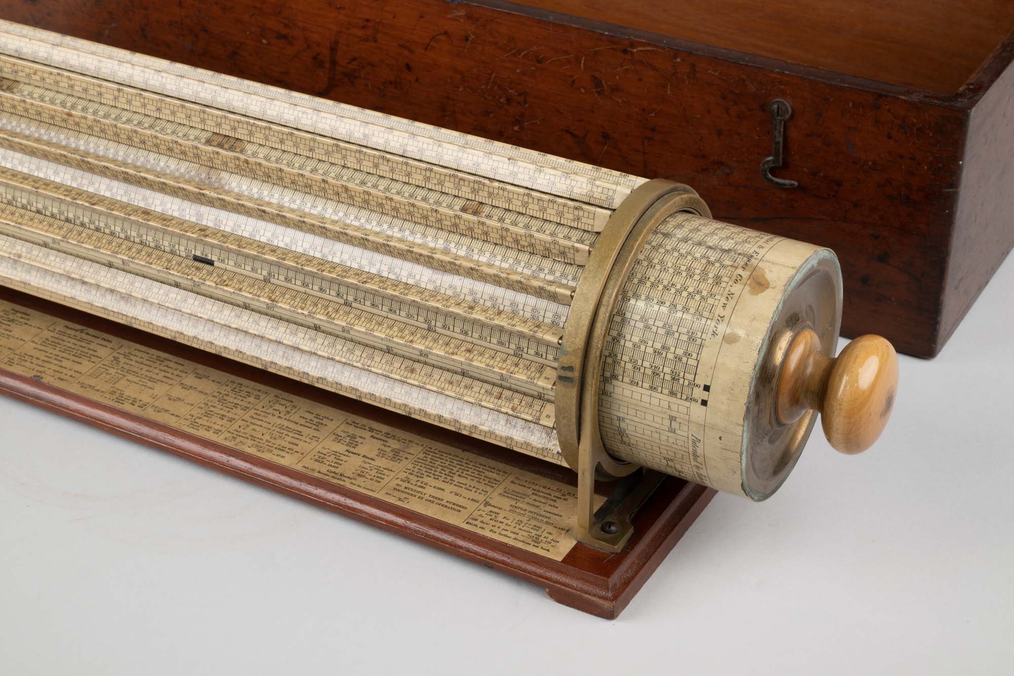 Image of Thacher's calculating instrument (cylindrical slide rule) by Keuffel & Esser, 1881