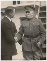 Image of Wee Coyle greeting General Leonard Wood on Wenatchee, Seattle, April 9, 1921