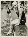 Image of Helene Madison seated at poolside, probably at Fleishhacker pool, San Francisco, September 1930