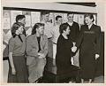 Image of Helene Madison McGiver with teacher and students at Lincoln High School, Seattle, February 1952