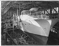 Image of Motor yacht Blue Heron II under construction at Blanchard Boat Co. yard, Seattle, circa 1955
