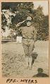 Image of P.F.C. Donald P. Myers, U. S. Army, posing at Camp Fremont, Palo Alto, California, 1918
