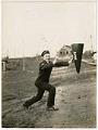 Image of Man with Navy megaphone at the Naval Training Station, Seattle, circa 1918
