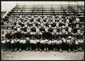 Image of Football team sitting on bleachers, U.S. Naval Training Station at University of Washington, 1917
