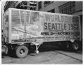 Image of Bemis Bag Co. trailer with 1962 Seattle World's Fair ad painted on side, 1962