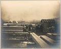 Image of Moran Brothers employees working at lumber yard, Seattle, circa 1900