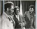 Image of Ralph Abernathy talks with local pastors, Seattle, January 16, 1977