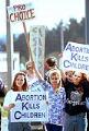 Image of Pro-choice demonstrator at anti-abortion rally, Bellevue, October 4, 1992