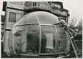 Image of Gene Achziger and his Bubbleator greenhouse, Des Moines, Washington, December 8, 1988
