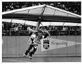 Image of Mariner Moose hang gliding into Kingdome, May 6, 1990