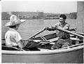 Image of Farrar and June Burn testing their boat, the San Juanderer, in Lake Washington, Seattle, June 2, 1946