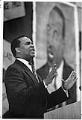 Image of Norm Rice speaking at Rainier Beach High School, Seattle, January 15, 1992