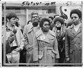Image of Ethel Mitchell announcing the formation of the Black Alliance of Educators, Seattle, March 4, 1972