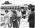 Image of Black students arriving by bus at Wilson Middle School, Seattle, September 6, 1972