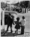 Image of Children waiting to cross Lake Washington Blvd., Seattle, May 11, 1953
