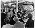 Image of Passengers boarding Blue Streak bus at Northgate, Seattle, September 9, 1970