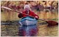 Image of Hazel Wolf paddling a kayak, November 4, 1985