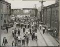 Image of Employees in street at Puget Sound Sheet Metal Works, East Marginal Way, Seattle, circa 1943