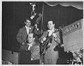 Image of Art Barduhn Trio performing in front of a KING-TV camera, circa 1950