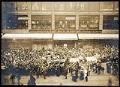 Image of Crowd greeting Santa Claus outside the Bon Marché at Second and Pike, Seattle, circa 1902