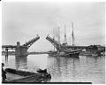 Image of Yacht Fatome at drawbridge near Ballard locks, Seattle, circa 1962