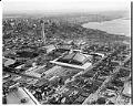 Image of Aerial view of the construction of the Century 21 Exposition fairgrounds, Seattle, January 9, 1962