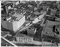 Image of Aerial view of the construction of the Westlake monorail station, Seattle, March 9, 1962