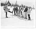 Image of Ski school students and instructor at Snoqualmie Summit, circa 1961
