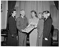 Image of Pageant queen inviting mayor to Pow Wow, Seattle, July 21, 1948