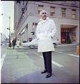 Image of John Doyle Bishop on corner of Fifth and Union, Seattle, March 1967