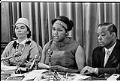 Image of Janet McCloud, Lillian Gregory, and Jack Tanner at press conference, Olympia, July 3, 1968