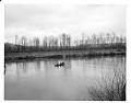 Image of Bob Satiacum, Marlon Brando, and John Yaryan on Puyallup River, March 2, 1964