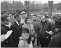Image of Jack Tanner, Janet McCloud, and Marlon Brando on Puyallup Reservation, March 2, 1964