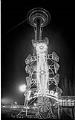 Image of Night view of carnival ride at Fun Forest, Seattle Center, March 19, 1971