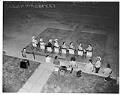 Image of Sternwheelers club members lined up on dance floor, Seattle, August 12, 1955