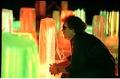 Image of Dale Chihuly with his neon and ice installation at the Tacoma Dome,  September 1, 1993