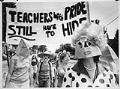 Image of Gay schoolteachers wearing masks at parade, June 28, 1986