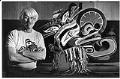 Image of Bill Holm with mask by Willie Seaweed, Seattle, September 10, 1983