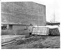 Image of Paul Horiuchi at the Century 21 mural site, Seattle, March 26, 1962