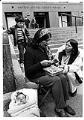 Image of Jean Halliday sitting outside federal courthouse, Seattle, April 6, 1970