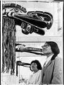 Image of Girls viewing Northwest Coast art at Seattle Center, June 2, 1967